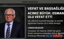Emekli Öğretmen Osman Ulu Vefat Etti: Gülnar'da Son Yolculuğuna Uğurlanıyor